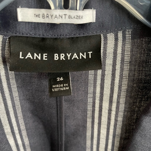 Lane Bryant The Bryant Blazer Linen Navy Blue Striped Jacket Womens 26 - Picture 2 of 6